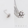 DIMENSIONAL FLORAL MULTI CZ CLUSTER POLISH 316L SURGICAL STEEL L-SHAPE NOSE RING